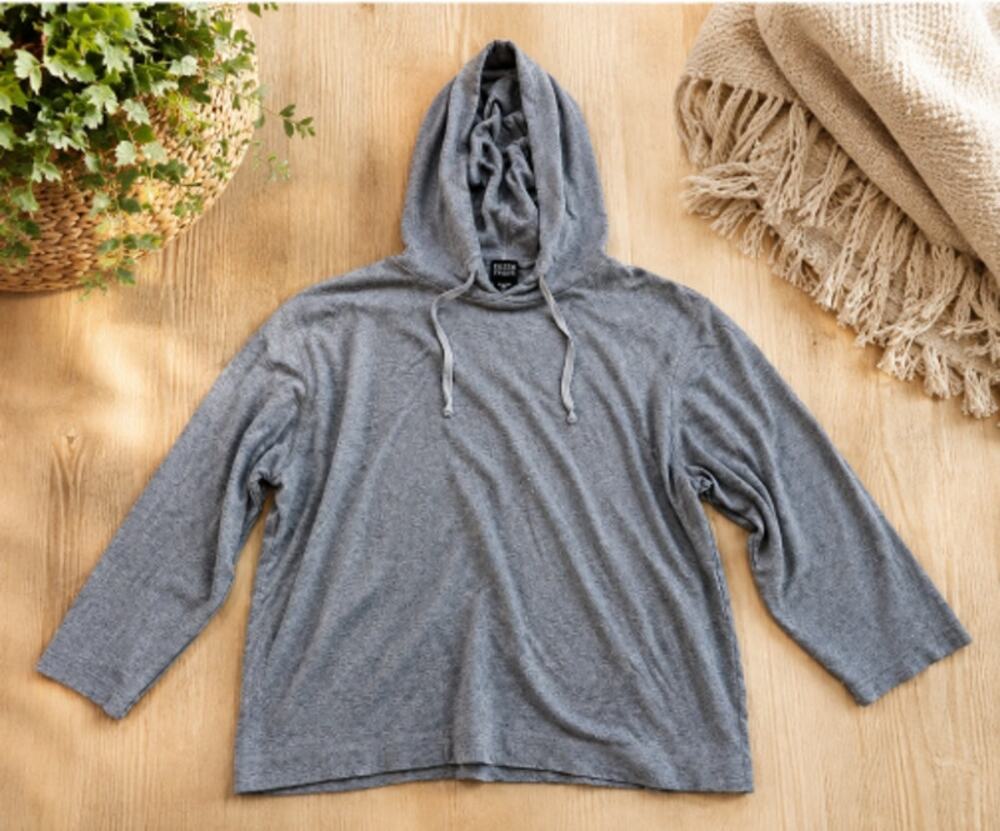 Eileen Fisher Gray Lightweight Hoodie Top Women’s Small Minimalist Casual